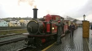 David Lloyd George at Harbour Station in the Rain at the end of the day