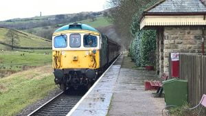 Class 33 at Irwell Vale on the East Lancs Railway