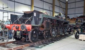34028 Eddystone's Chassis back inside Herston // Credit Southern Locomotives Ltd
