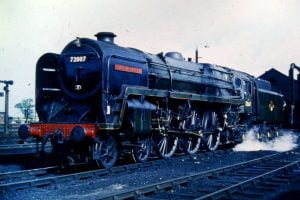 72007 "Clan MacKintosh" in British Railway days Credit The Clan Project, building 72010 Hengist 