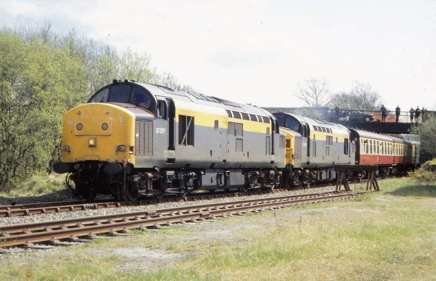 Two Class 37s on a Railtour on the Blaenau Ffestiniog & Trawsfynydd Railway