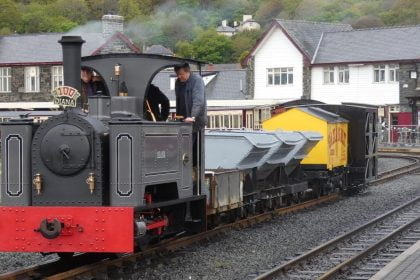 Diana on the freight during the Ffestiniog Railway Quirks & Curiosities 2 event