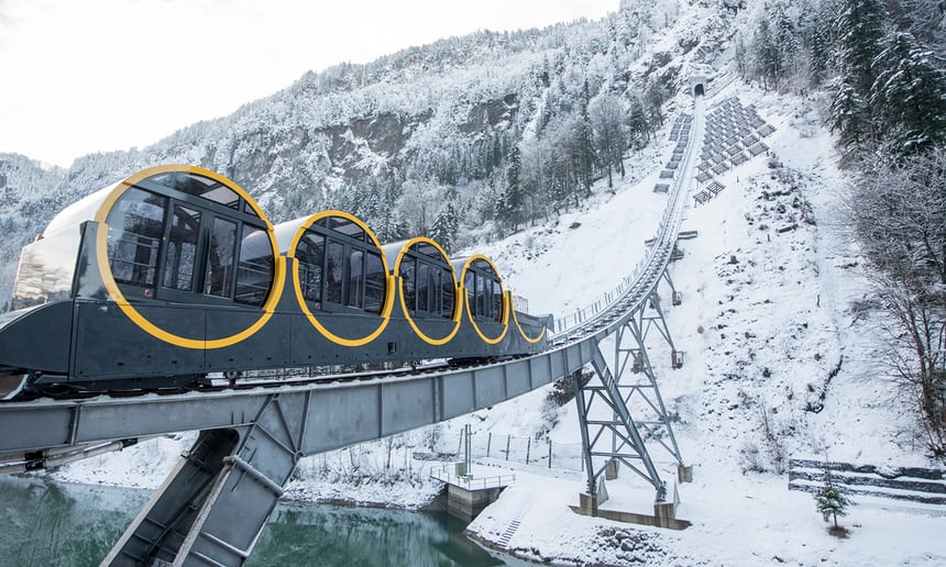 The Stoos Bahn in Switzerland - the steepest railway in the world