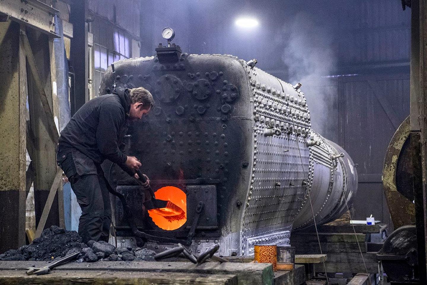 Boiler of 2999 "Lady of Legend" undergoing Second Steam Test // Credit Didcot Railway Centre