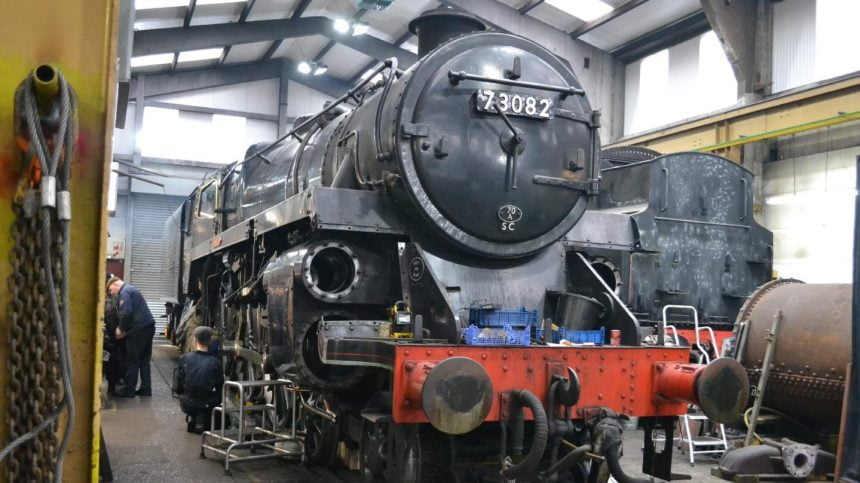 73082 "Camelot" undergoing maintenance // Credit The 73082 Camelot Locomotive Society