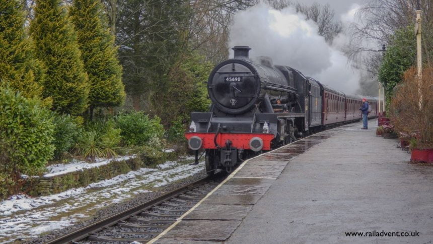 Leander steams through Summerseat during the East Lancashire Railway Spring Steam Gala 2018