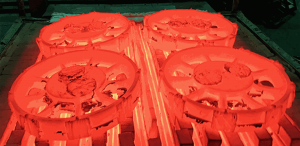 Bogie Wheel Centres being Heat Treated // Credit The 'Clan' Project