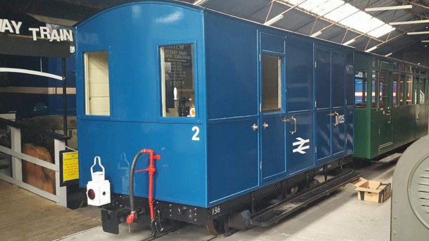 Welsh highland heritage railway repaint brake van into BR BLue
