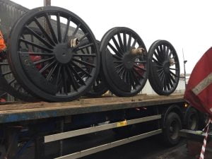 Wheelsets off to South Devon Railway Engineering for Repair Work // Credit GCR shed works (loughborough)