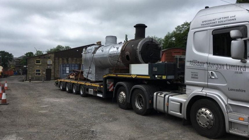 78022's boiler arrives back at the Keighley and Worth Valley Railway