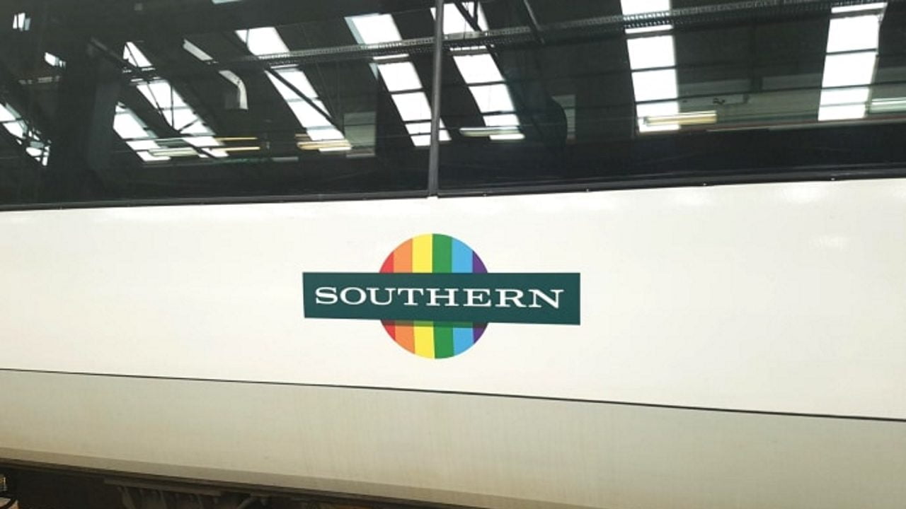 Southern trains with rainbow for Brighton Pride 2018