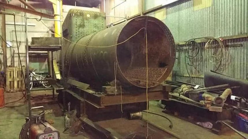 Boiler Undergoing Repairs at Llangollen Railway // Credit LRGWLG