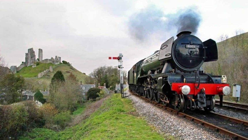 60103 Flying Scotsman at Corfe Castle