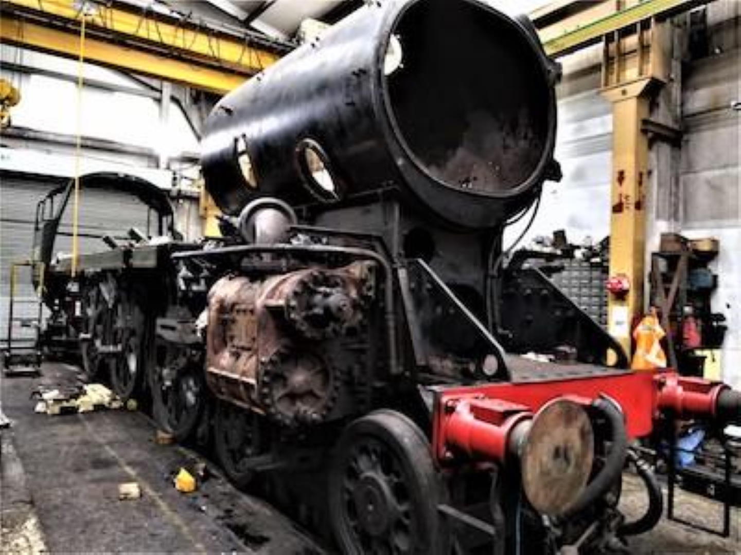 steam locomotive 34059's Chassis being Dismantled // Credit Bluebell Railway