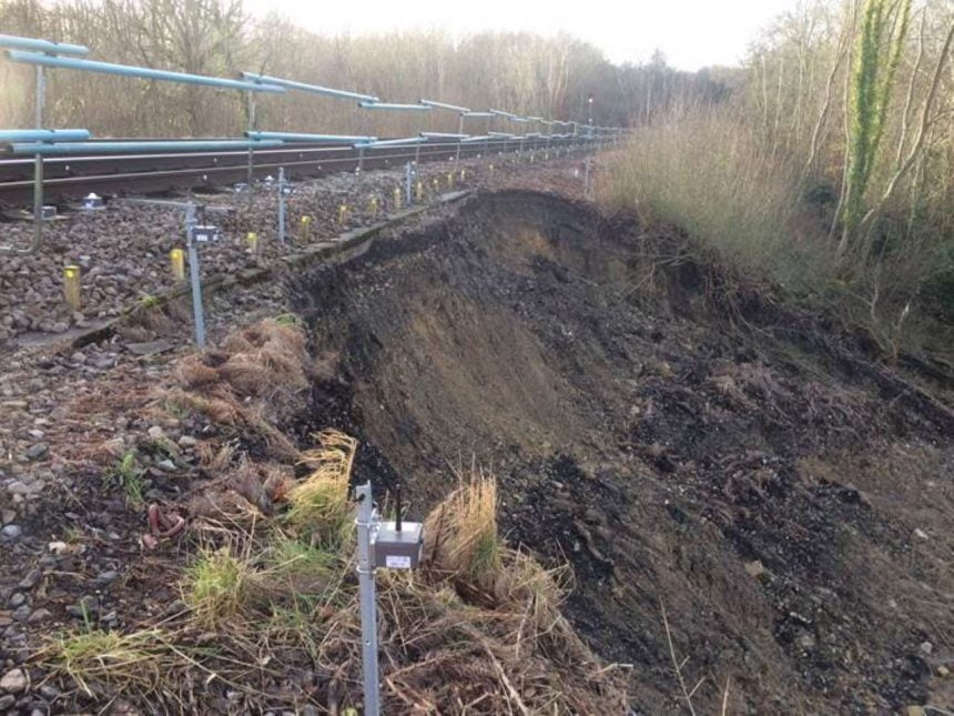 East grinstead railway closed after landslide