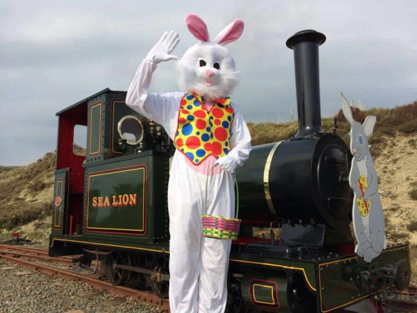 Easter bunny train tickets on sale at the Groudle Glen Railway