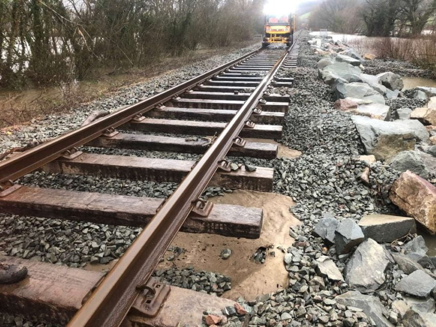 conwy valley railway line storms damage wales