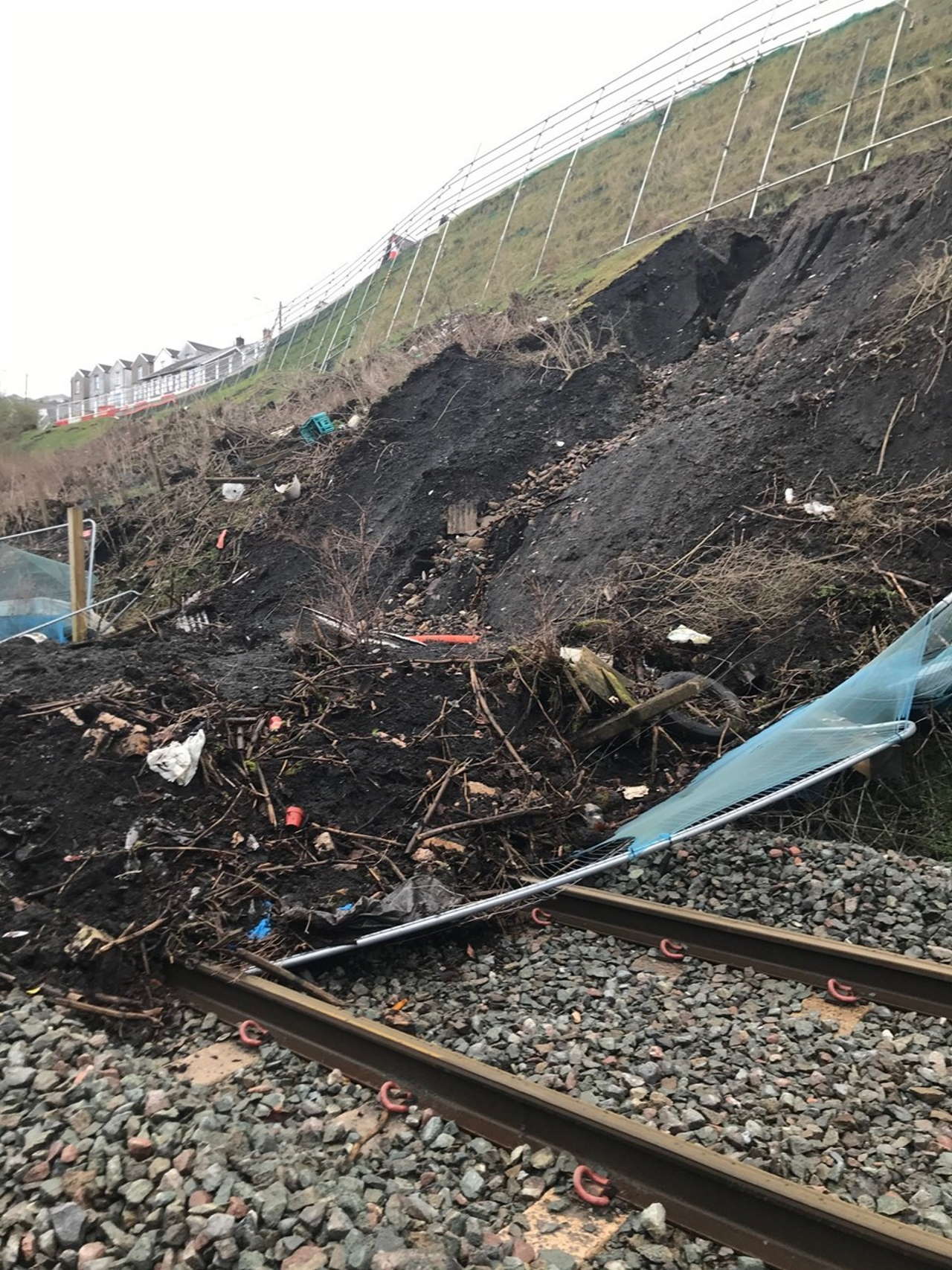 Storm Jorge railway landslip damage in Wales