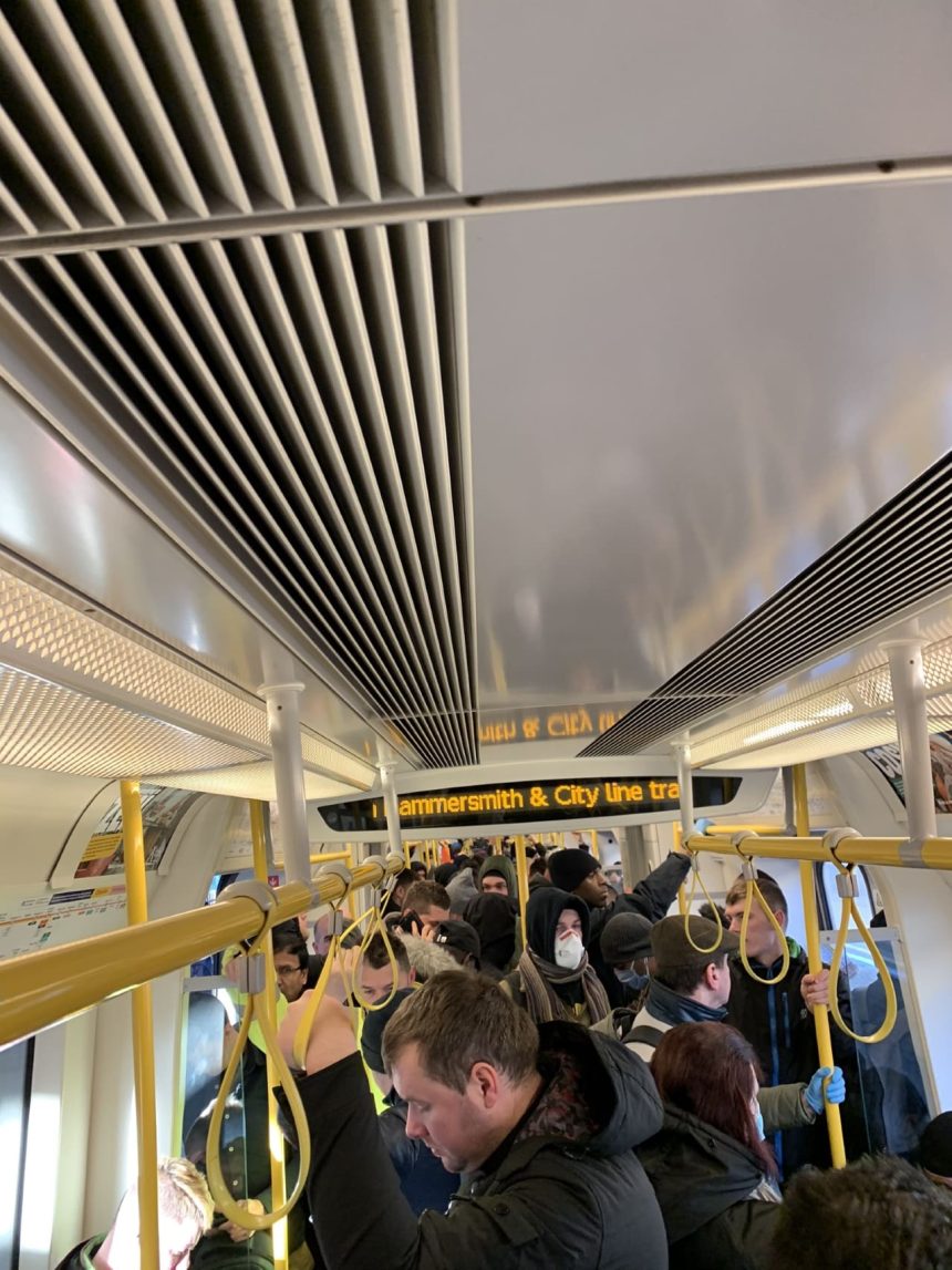 Packed tube train amid coronavirus fears