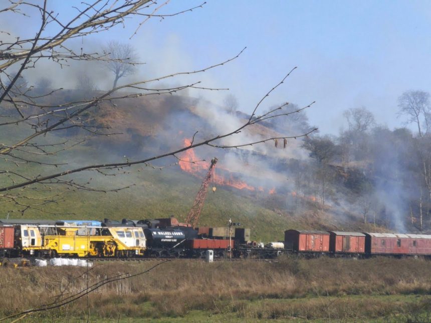Fire near the Churnet Valley Railway