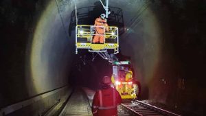 Inside Primrose Hill tunnel during vital work on the railway during the pandemic