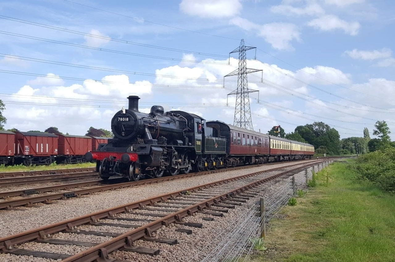 78018 on test at the Great Central Railway
