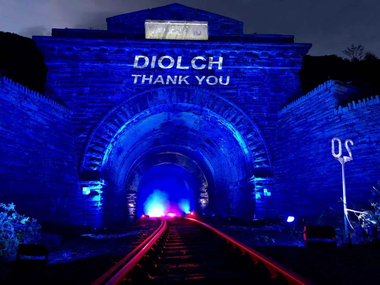 Blaenau Ffestiniog railway tunnel lit up to thank NHS workers