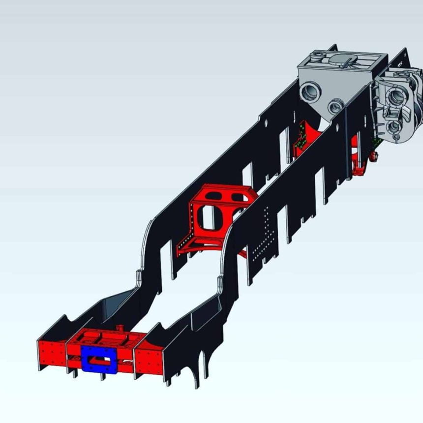 CAD Drawing of Frame // Credit Doncaster P2 Locomotive Trust 2001 Cock O The North locomotive