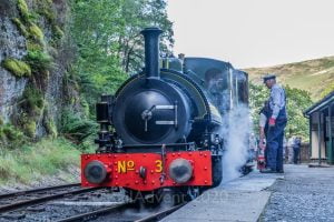 Sir Haydn at Nant Gwernol on the Talyllyn Railway during a visit in 2019.