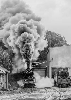 6023 King Edward II passes 76079 at Grosmont MPD - North Yorkshire Moors Railway