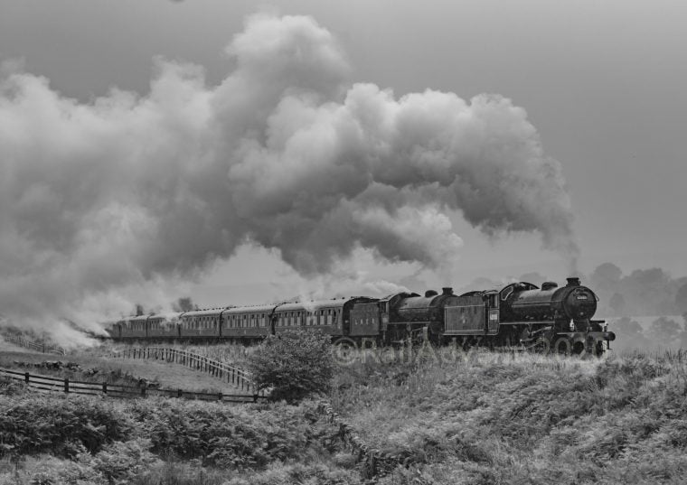 62005 and 1264 pass Moorgates - North Yorkshire Moors Railway