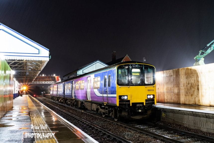 Scunthorpe train station with a Northern Class 150