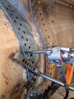 Drilling Rivet Holes for 1014 // Credit HBSS