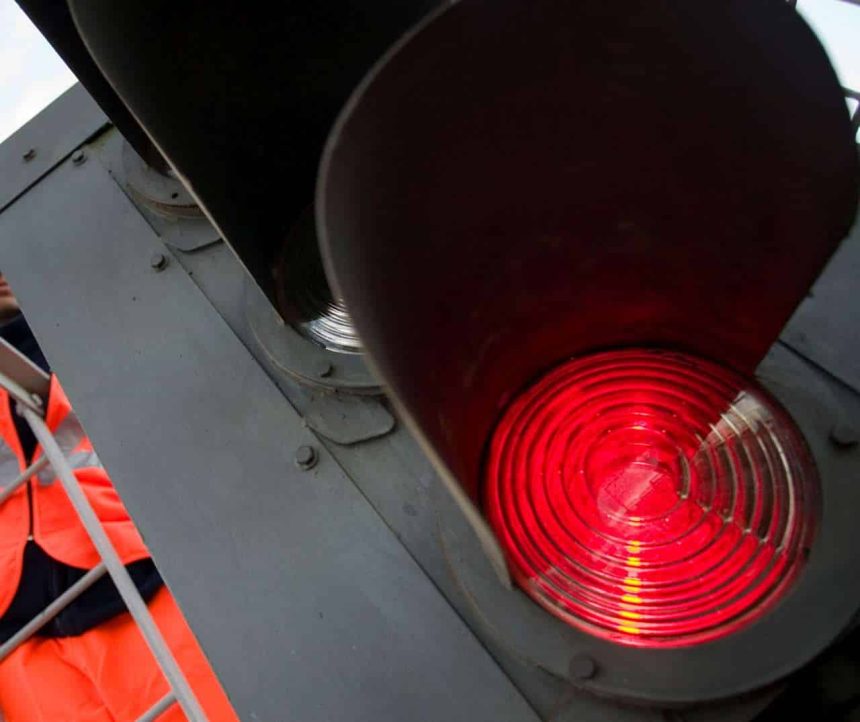 Red light for danger Hither Green Signalling Upgrade