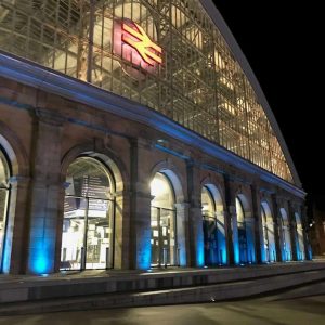 Liverpool Lime Street goes blue to celebrate NHS 72nd birthday
