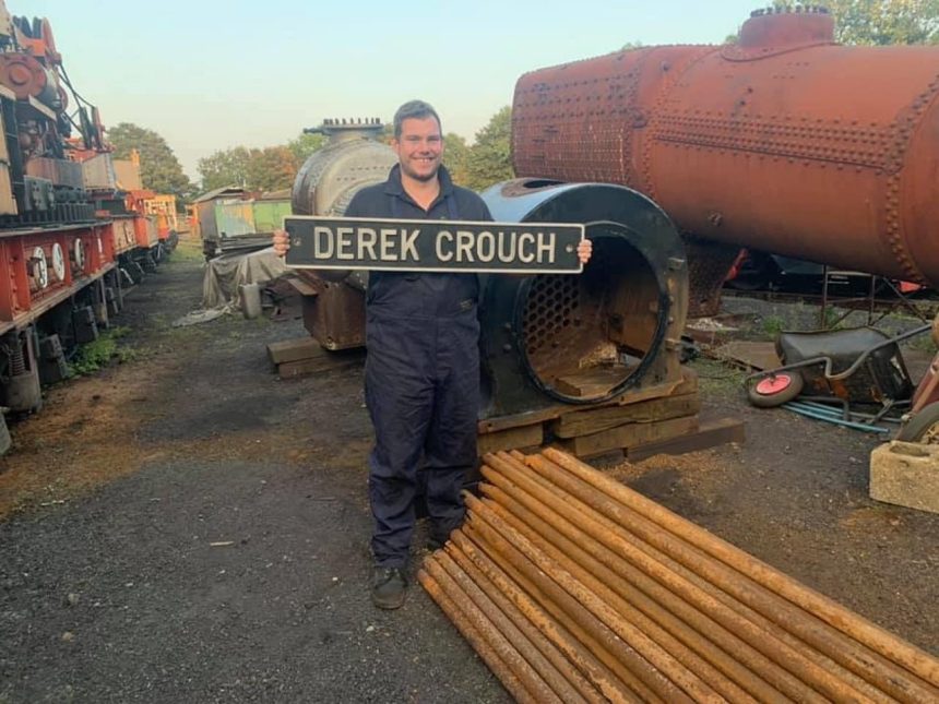 Nathan Wilson with Derek Crouch nameplate