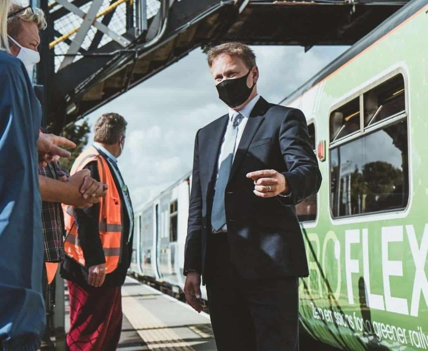 Grant Shapps at the trials of the first hydrogen train in Britain