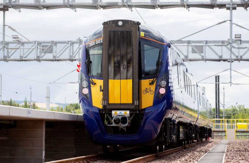 The new Class 385 trains at the Millerhill depot