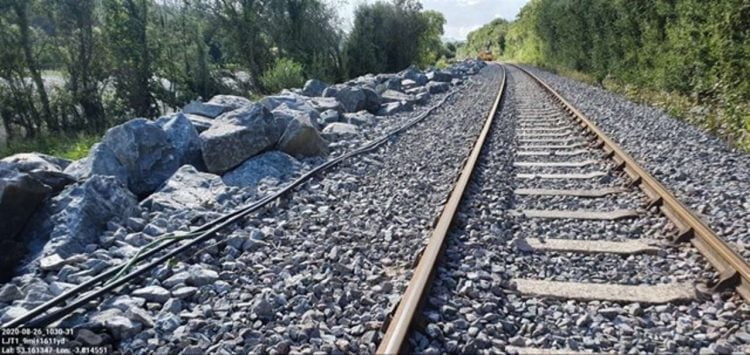 Rock armour on the Conwy Valley Line prevented the line getting damaged during Storm Francis