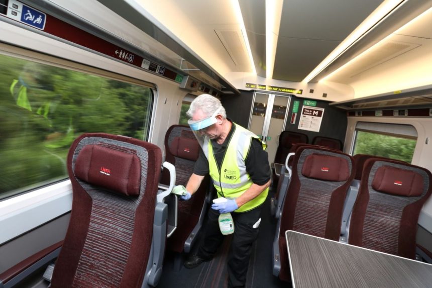 Cleaners making LNER Azumas safe for passengers