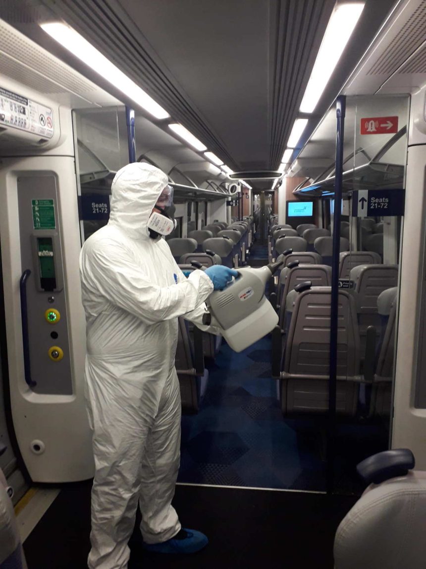Overnight cleaning onboard a TransPennine Express train