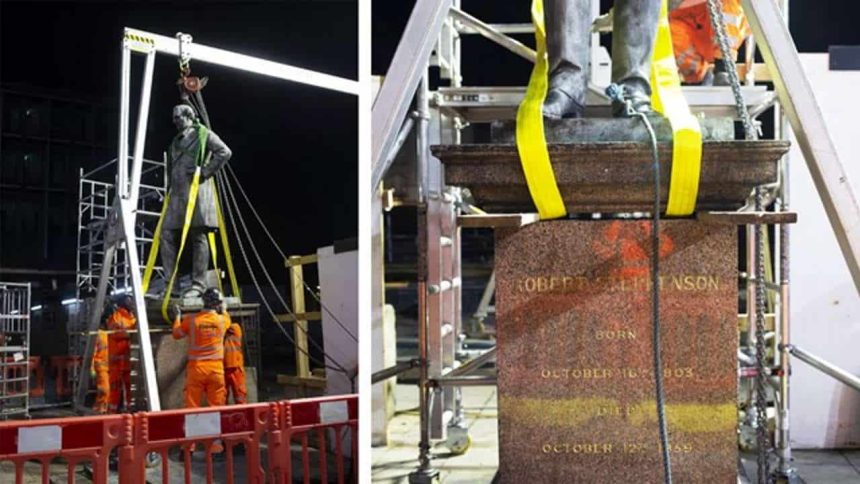 Robert Stephenson statue removal composite