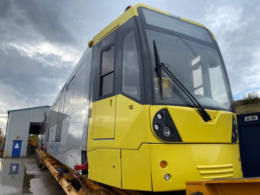 New tram arrives for the Manchester Metrolink