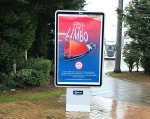Service station poster campaign lorries cant limbo