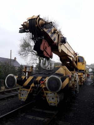 Ex-BR breakdown crane arrives at the Gwili Steam Railway