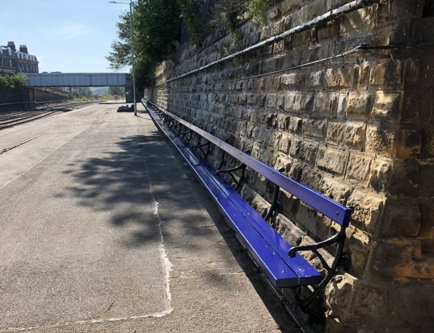 Grade II listed bench at Scarborough station