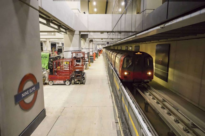Test train on the Northern Line at Nine Elms