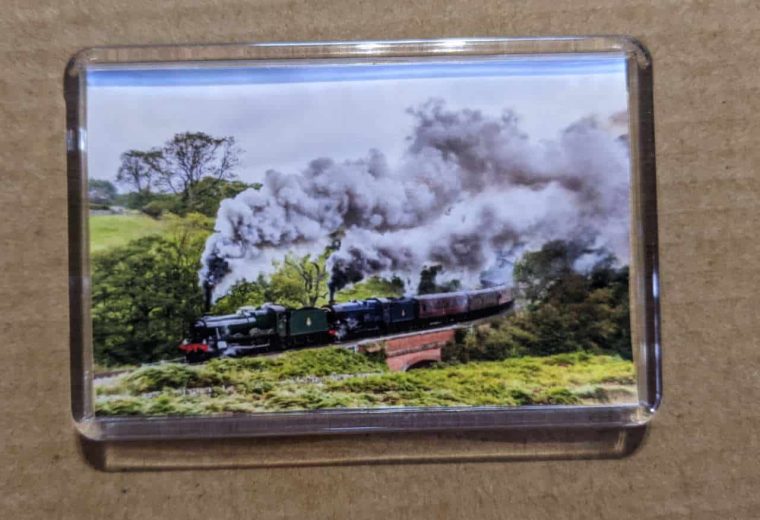 Fridge magnet with stand featuring 6990 Witherslack Hall and 6023 King Edward II