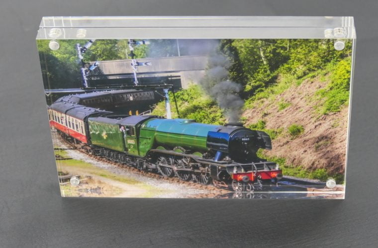 Flying Scotsman steam train acrylic frame block