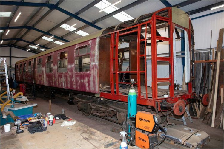 Mk1 E3809 undergoing overhaul at the Churnet Valley Railway